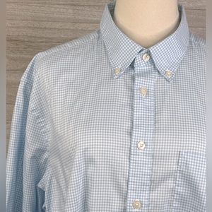 CHARLES TYRWHITT Men's Slim Fit Non Iron Dress Shirt Blue & White Check-Large